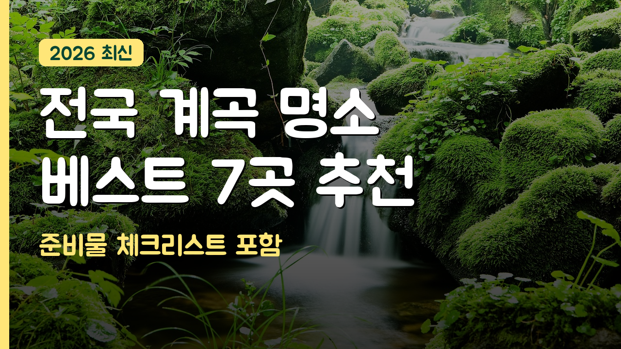 계곡 물놀이 명소 추천 7곳 + 준비물 체크리스트 완전정리 [2026]